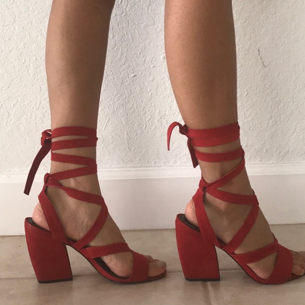 Koko & Palenski Red Lace Up Heels